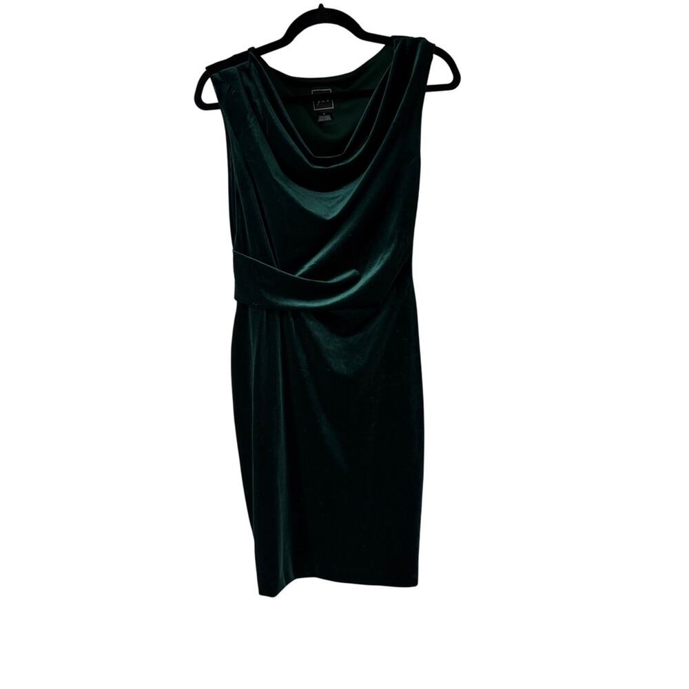 JH Collection Velvet Cowl Neck Sheath Dress Emerald Green Size 4 Womens